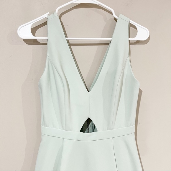 Alice + Olivia Nina Fit & Flare Mesh Cutout Detail Mint Aqua Green Mini Dress - Picture 10 of 15